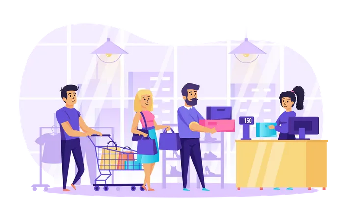 People shopping in store  Illustration