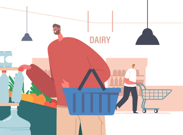 People shopping in Supermarket  Illustration