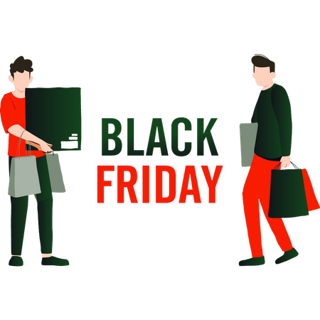 People shopping on black friday  Illustration