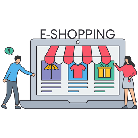 People shopping on E-shopping website  Illustration