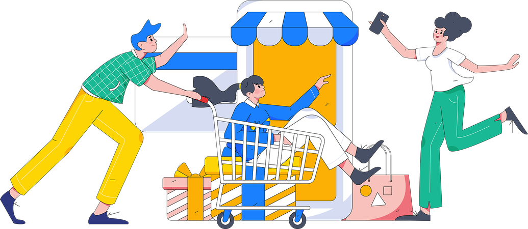 People shopping online  Illustration