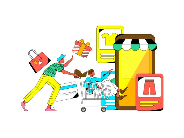 People shopping online  Illustration