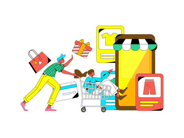 People shopping online  Illustration