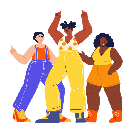 People showing body positivity  Illustration