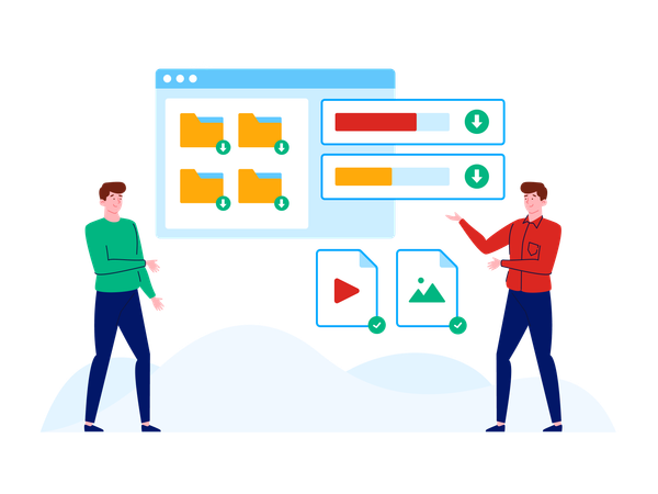 People showing downloading process  Illustration