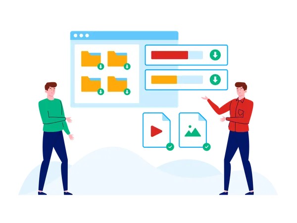 People showing downloading process  Illustration