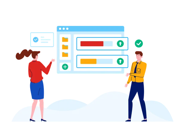 People showing downloading process  Illustration