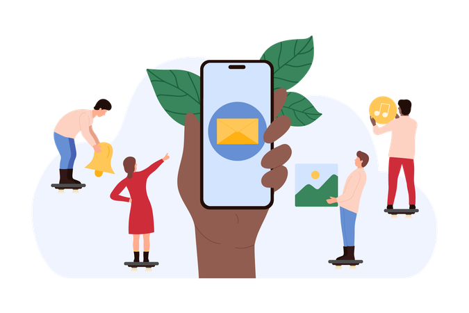 People showing email notification  Illustration