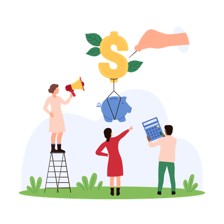 People showing Impact of inflation growth on savings  Illustration