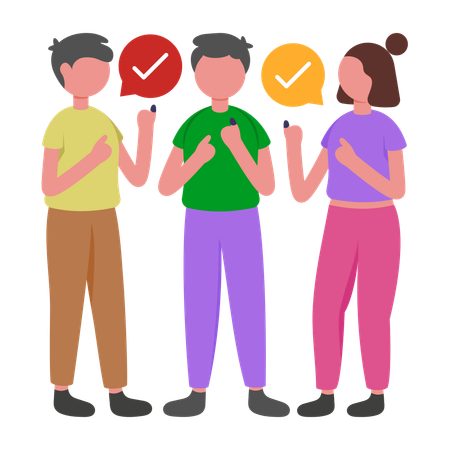 People showing Voter Finger  Illustration