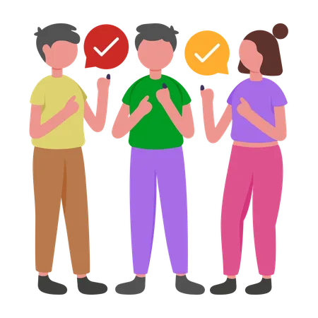 People showing Voter Finger  Illustration