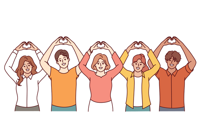 People shows heart shaped gesture  Illustration