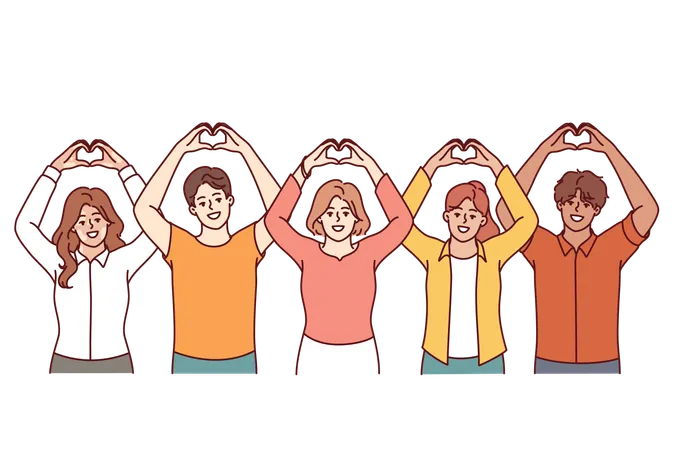 People shows heart shaped gesture  Illustration