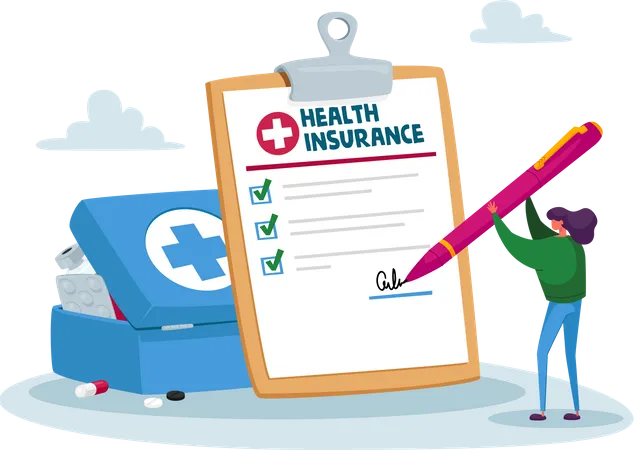 People Signing Health Insurance Illustration