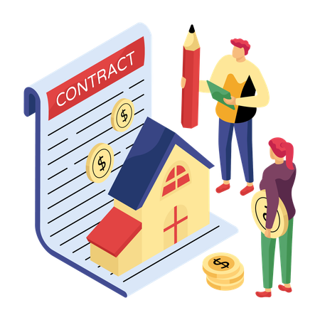 People signing house contract  Illustration