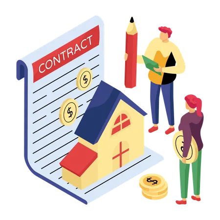 People signing house contract  Illustration