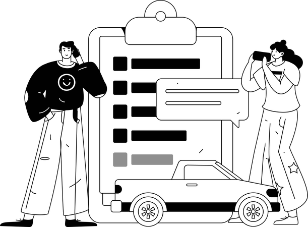 People signs car contract  Illustration