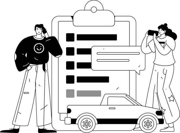 People signs car contract  Illustration