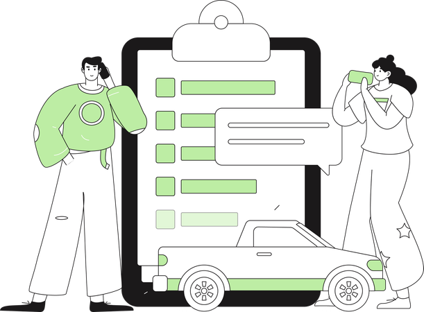 People signs car contract  Illustration