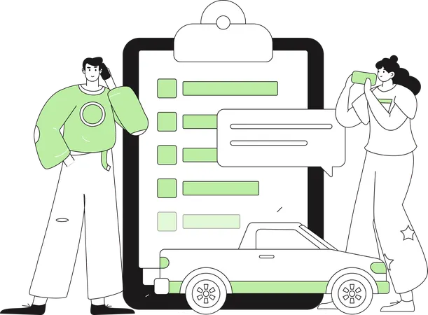 People signs car contract  Illustration