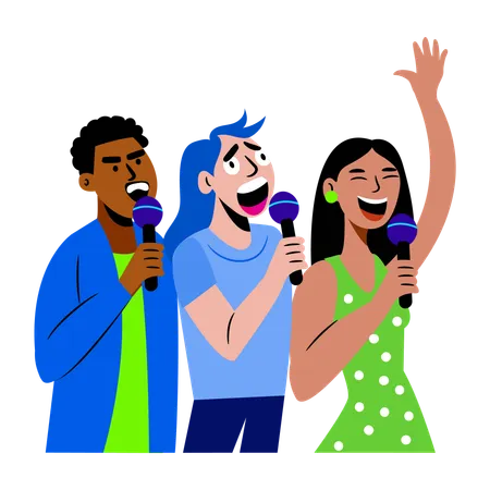 People singing as chanters  Illustration