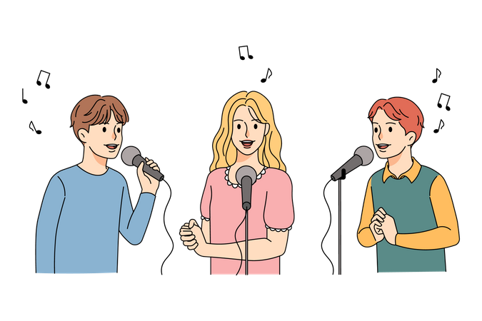 People singing at concert  Illustration