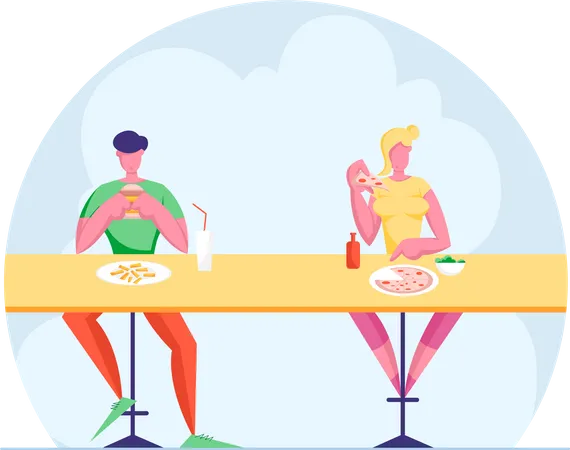 People sitting at a restaurant eating meal  Illustration