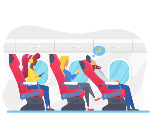 People sitting in flight Illustration