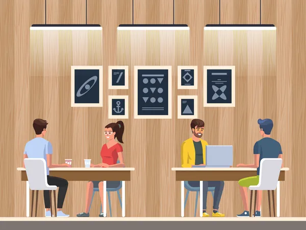 People sitting inside cafe  Illustration