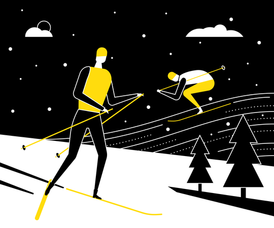 People skiing Illustration