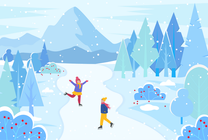 People skiing  Illustration