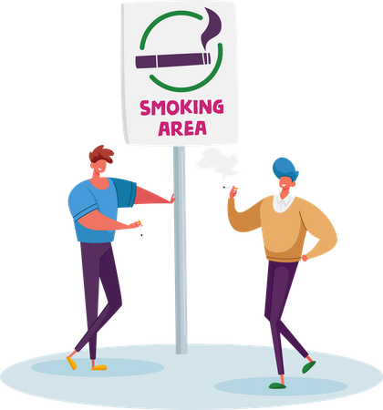 People smoke in smoking area  Illustration