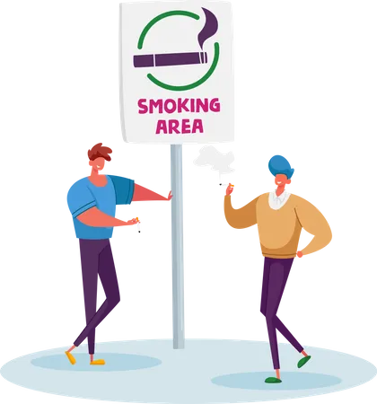 People smoke in smoking area  Illustration