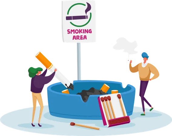 People smoking in smoking area  Illustration