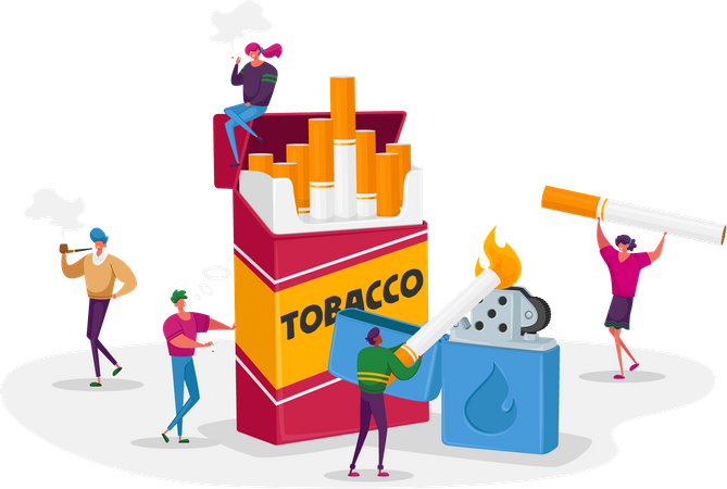 People smoking in public place Illustration