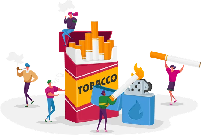 People smoking in public place Illustration