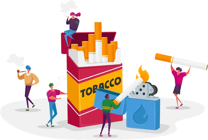 People smoking in public place  Illustration