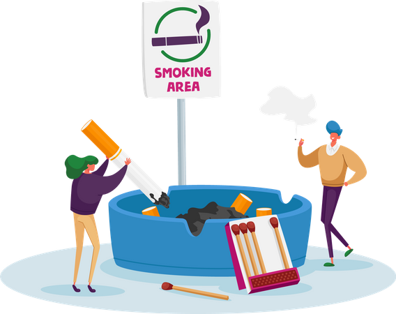 People smoking in smoking area  Illustration