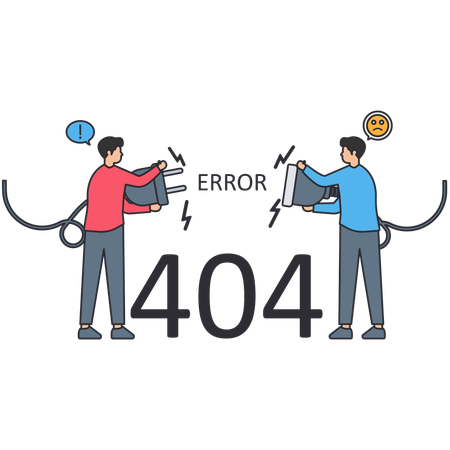 People solving 404 error  Illustration