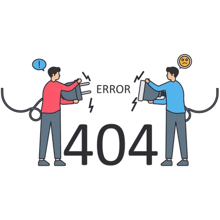 People solving 404 error  Illustration