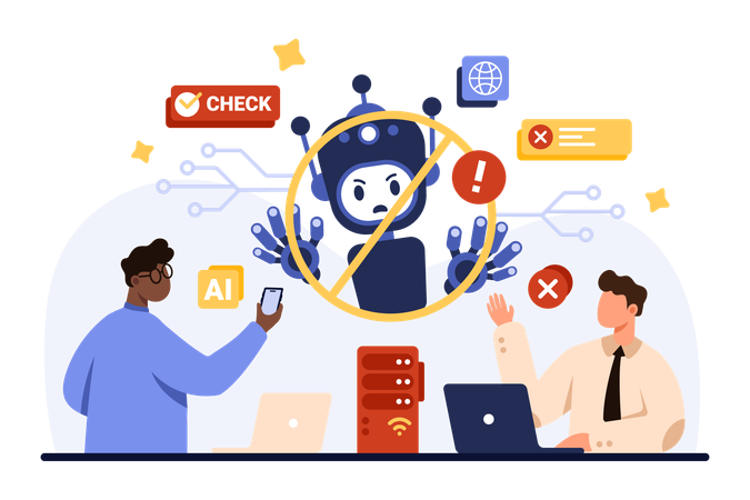 People Solving AI ethics problem Illustration