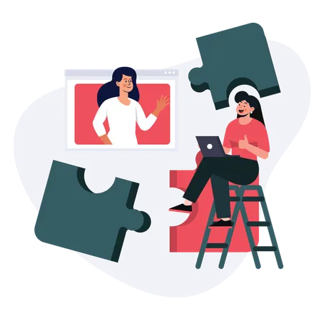 People solving business puzzle  Illustration