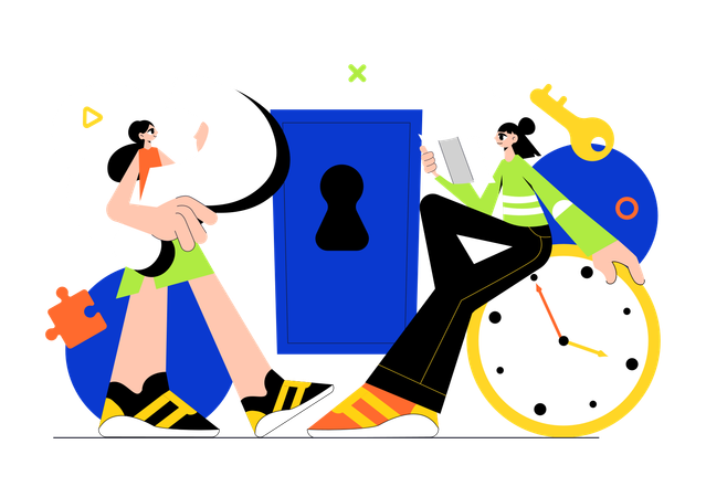 People solving mystery puzzle  Illustration