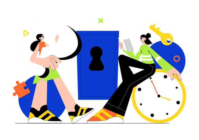 People solving mystery puzzle  Illustration