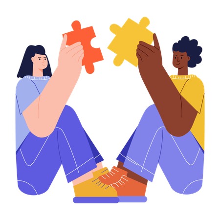 People solving puzzle  Illustration