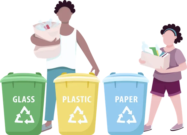 People sorting trash  Illustration