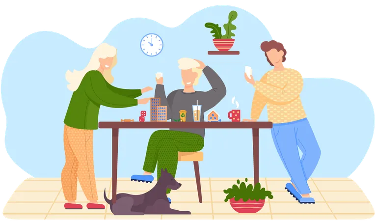 People spend time together  Illustration