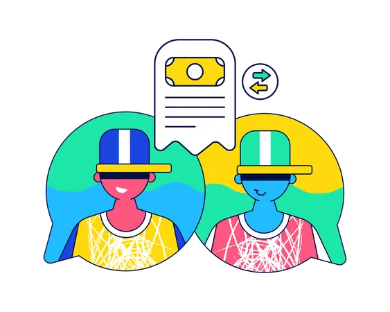 People splitting online bill  Illustration