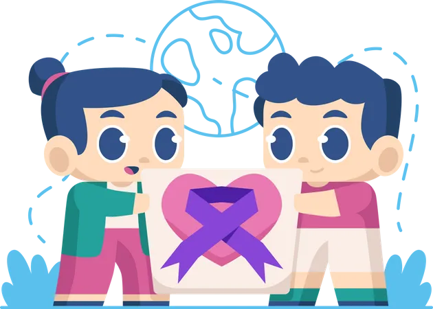 People spread cancer day awareness  Illustration