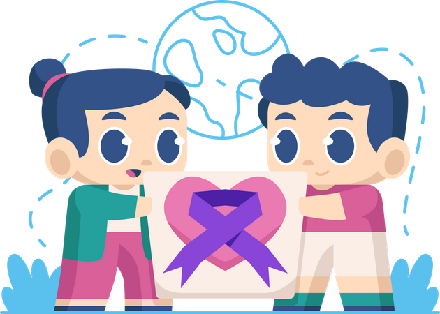 People spread cancer day awareness  Illustration